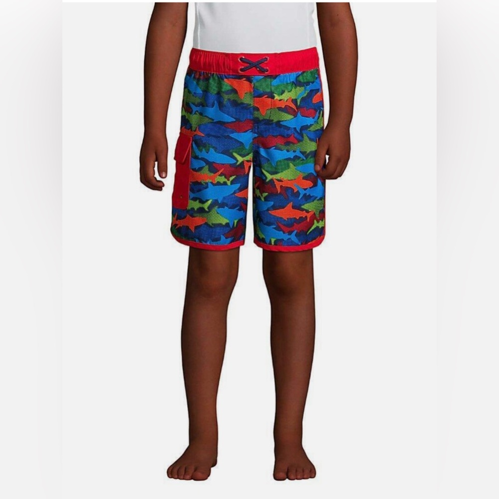 LANDS' END Cargo Pocket Swim Trunks Boy Size XL (14-16) NWT